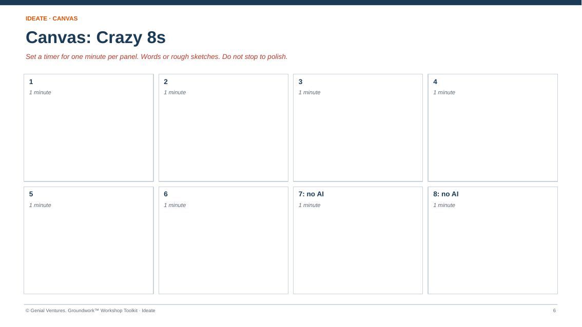 Printable canvas for Crazy 8s