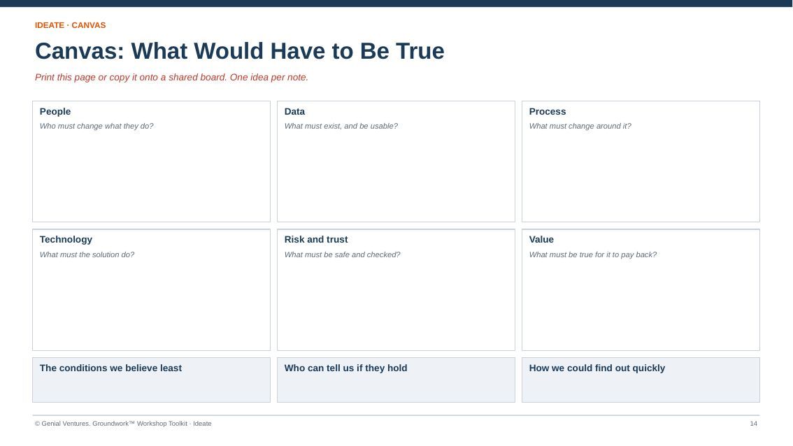 Printable canvas for What Would Have to Be True
